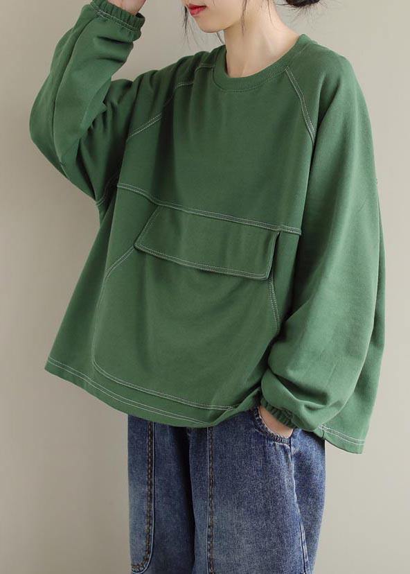 O Neck Patchwork Spring Clothes Inspiration Green Shirts