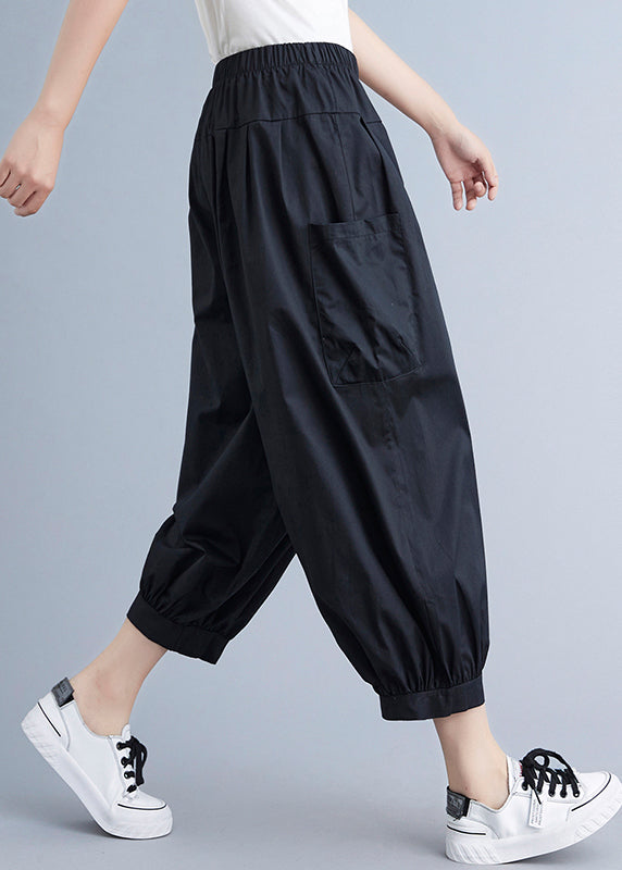 Black Pockets Harem Pants Spring