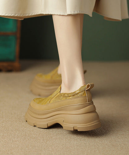 European and American Style Yellow Platform Loafers Shoes