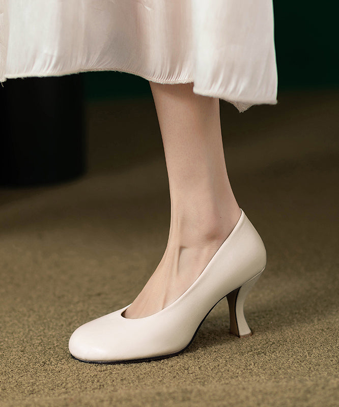 Beige Comfy Faux Leather High Heels
