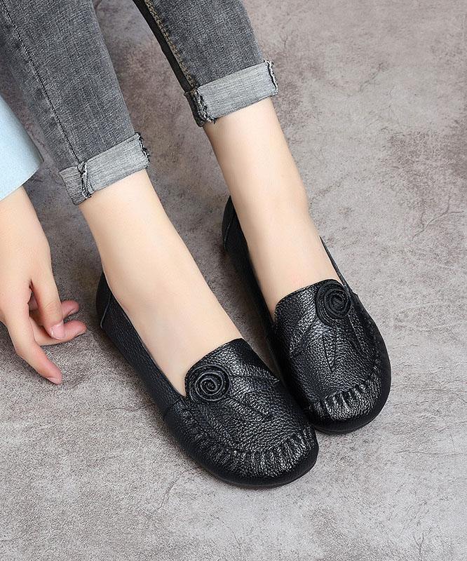Black Cowhide Leather Loafer Shoes Loafer Shoes