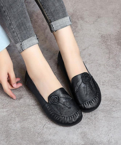 Black Cowhide Leather Loafer Shoes Loafer Shoes