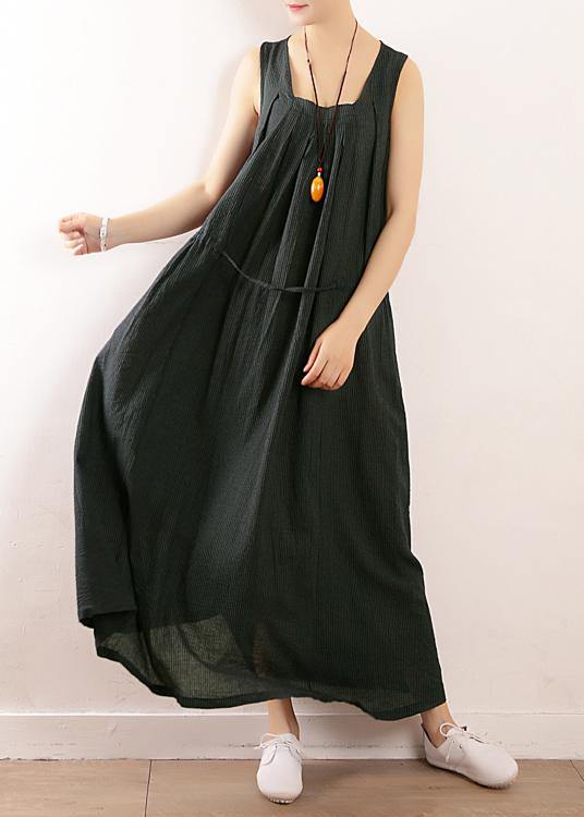 Modern Tea Green Linen Dress Summersleeveless Vacation Dresses
