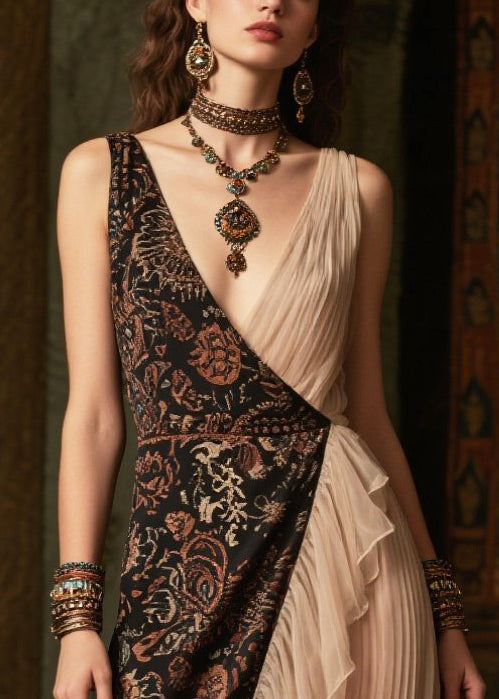 Asymmetrical Patchwork Ruffles Chiffon Evening Dress Summer