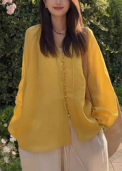 Yellow Oversized Cotton Upf 50+shirt Fall