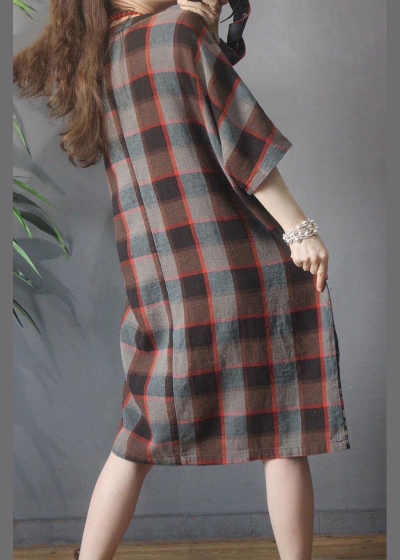 Chocolate Print Cotton Dress Patchwork Summer Dress