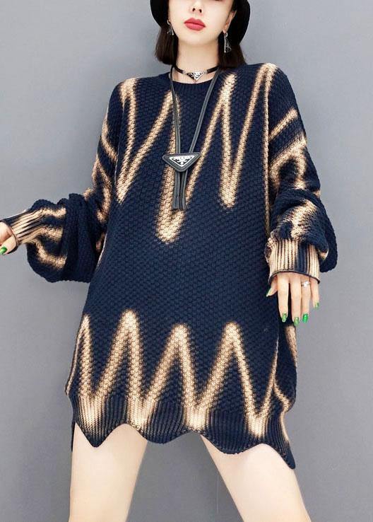 Navy My Heart Beats Long Sweater Top Knit Dress