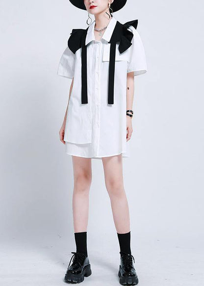 Summer White Ruffles Asymmetrical Design Dress