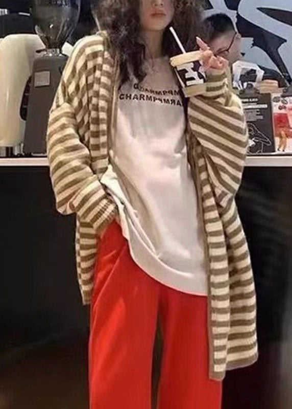 Red Zippered Wrinkled Striped Patchwork Cotton Knit Hoodies Coats Spring