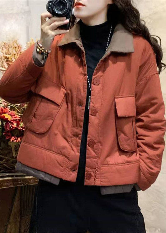 Original Design Red Pockets Fine Cotton Filled Coat Winter