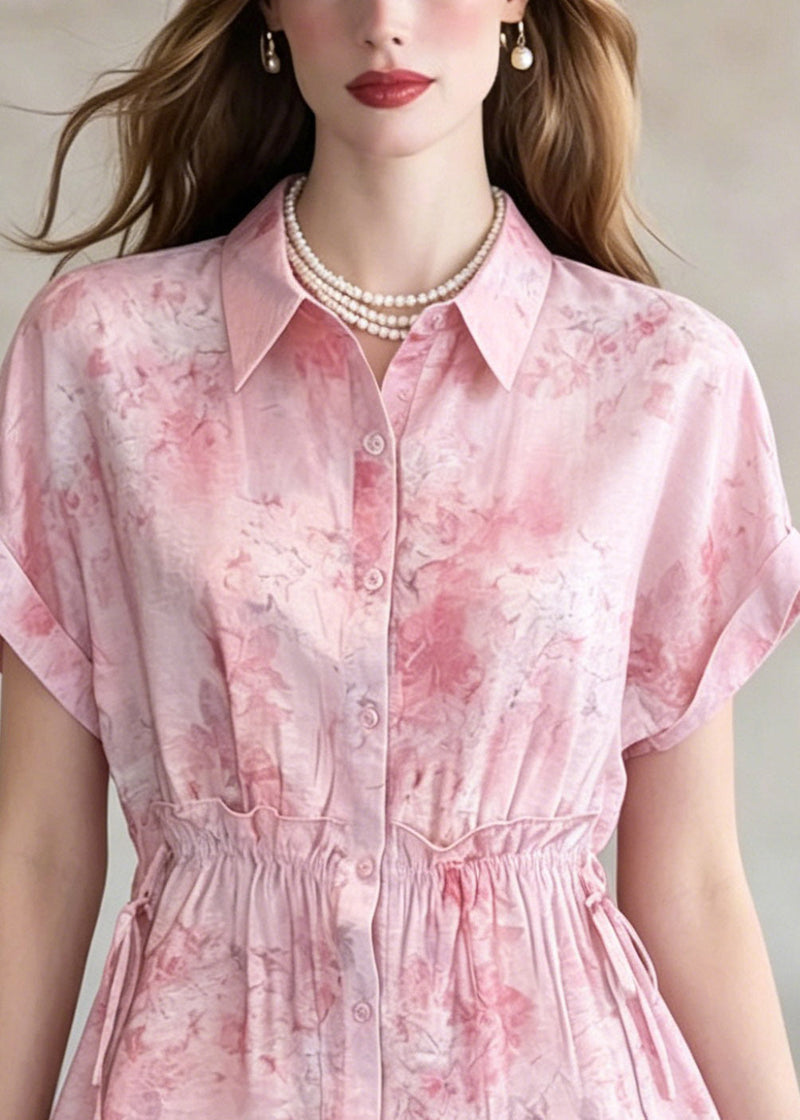 Pink Ruffled Patchwork Shirt Summer