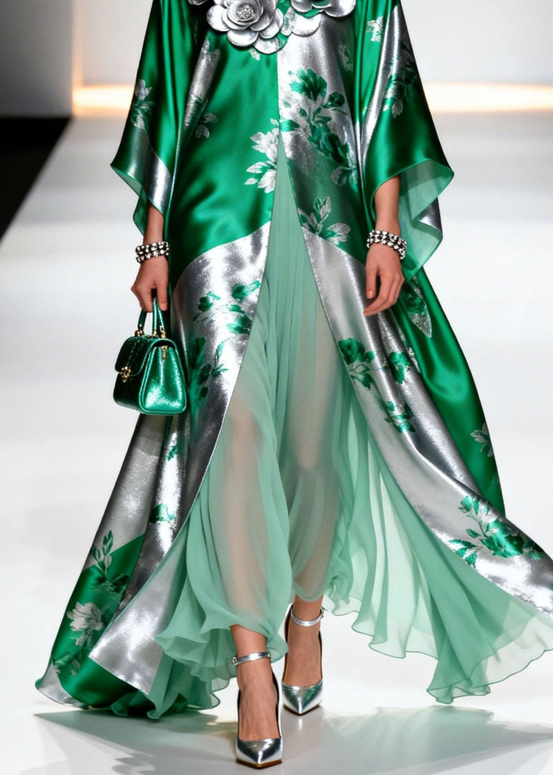 French V Neck Decorated Chiffon Robe Dresses Summer
