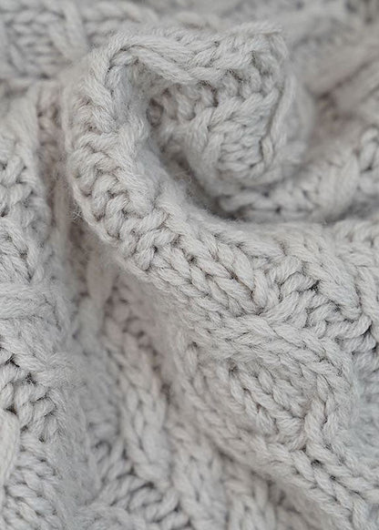 Grey Hollow Out Woolen Knit Sweaters Spring