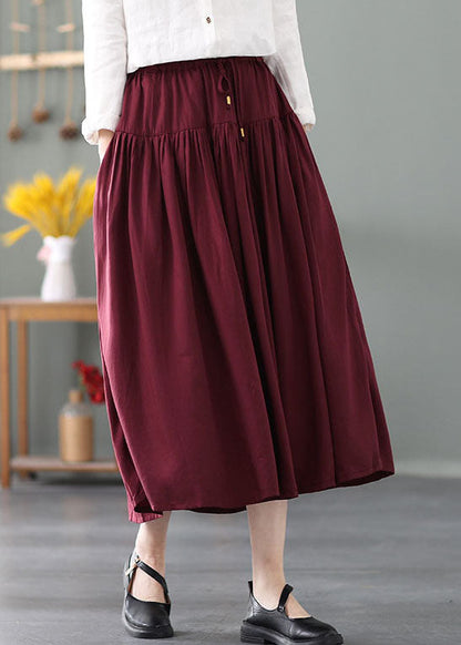 Simple Mulberry Tie Waist Wrinkled Cotton Skirts Spring