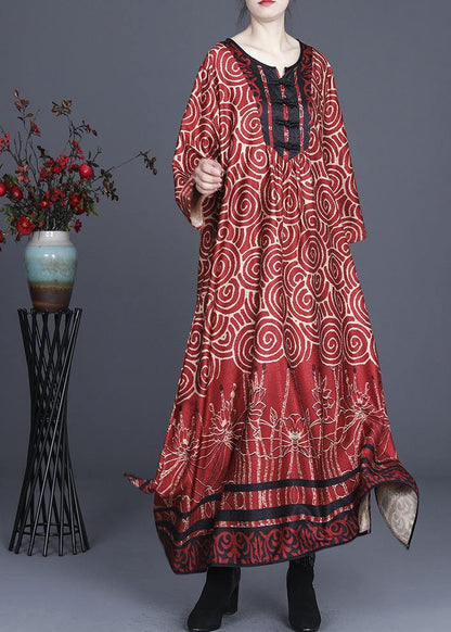 Diy Red Print Oriental Asymmetrical Design Dresses Summer Spring
