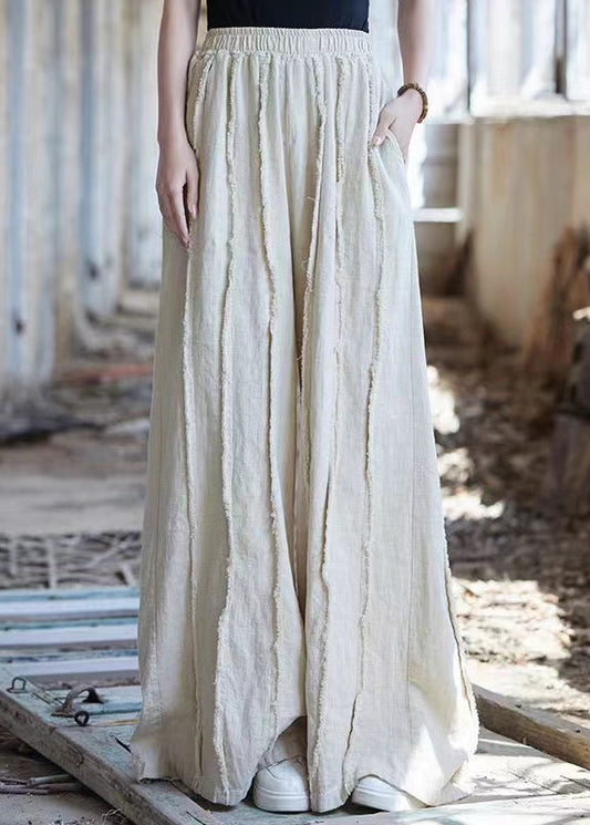 Linen Pockets Linen Wide Leg Pants High Waist