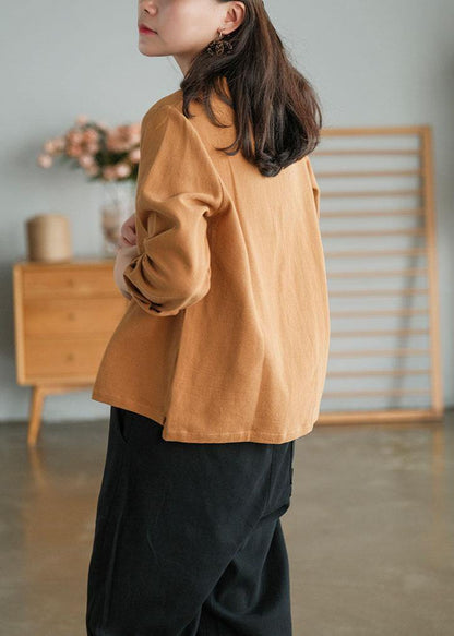 Unique Khaki Side Open Embroideried Fall Long Sleeve Shirt