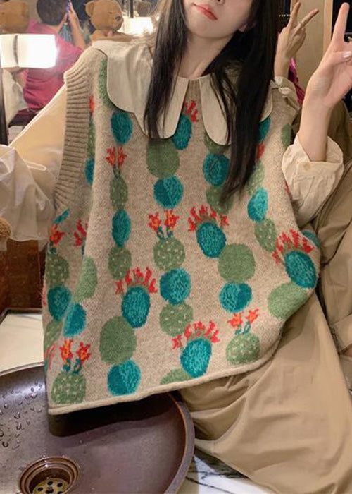 New Light Camel Embroideried Cozy Cotton Knit Two Piece Set Spring