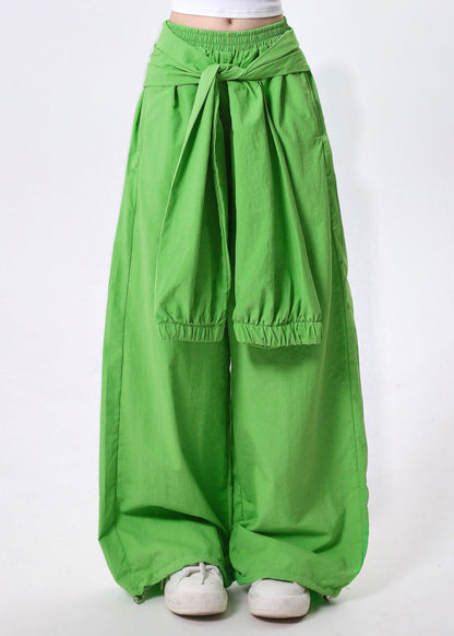 Blue Oversized Cotton Straight Pants Spring