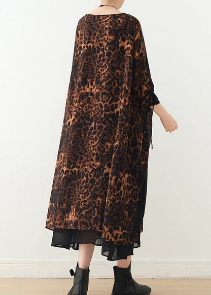 Loose Large Irregular Leopard Chiffon Dress