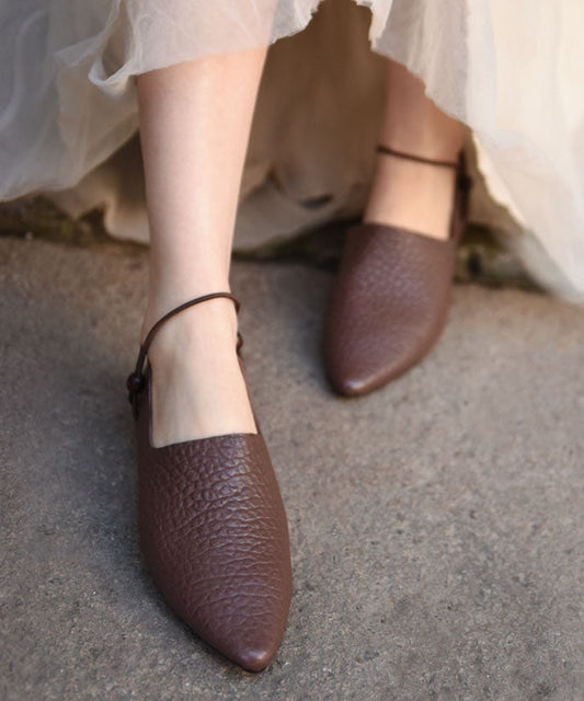 Sheepskin Splicing Flat Shoes for Pointed Toe Buckle Strap