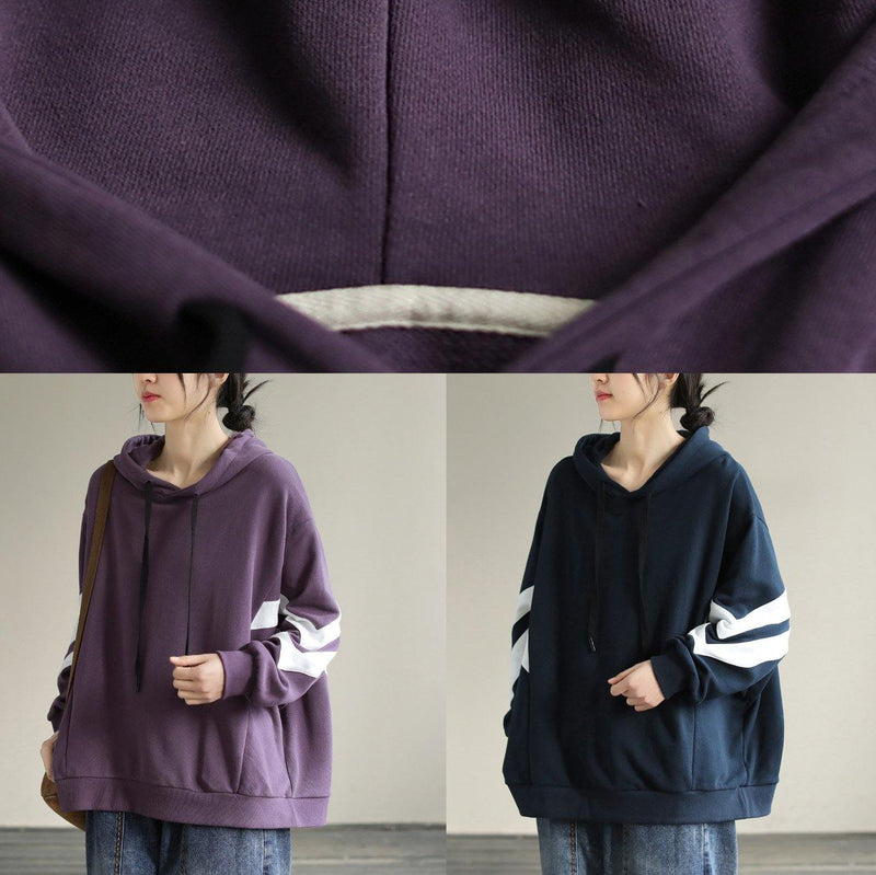 Diy Hooded Cotton Spring Linen Tops Blouses Design Navy Shirt
