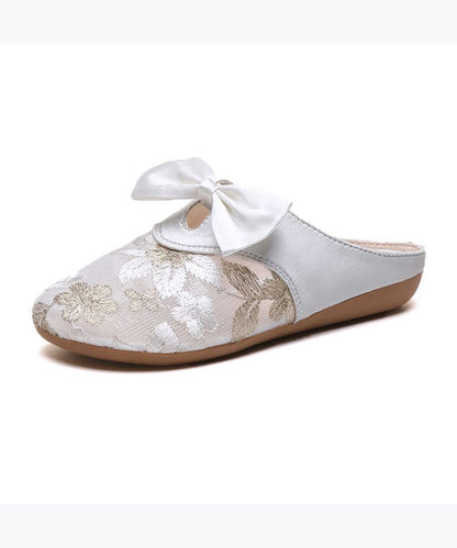 Embroidery Splicing Slide Sandals Black Breathable Mesh