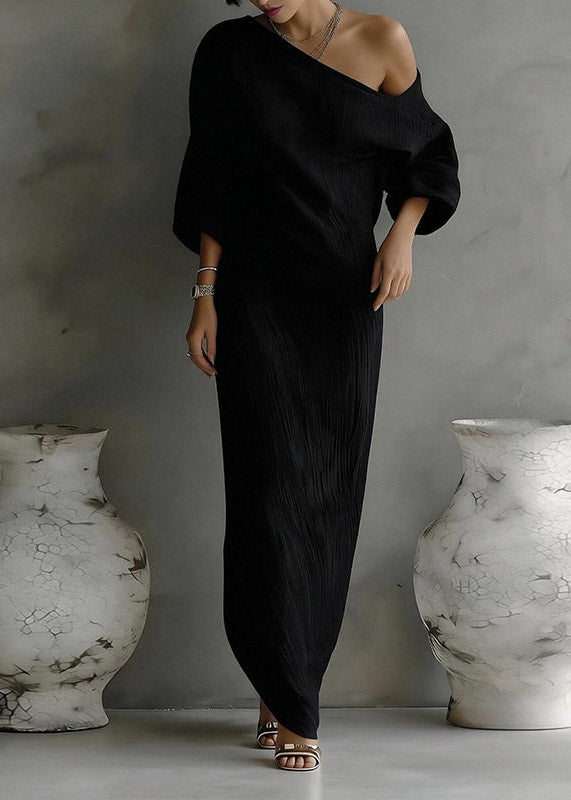White Asymmetrical One Shoulder Maxi Dresses Fall