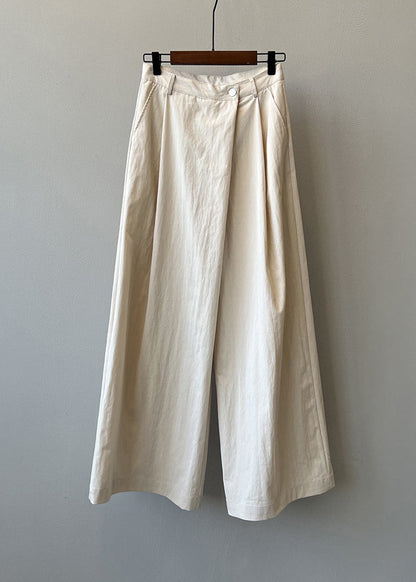Organic Grey Pockets High Waist Cotton Wide Leg Pants Fall