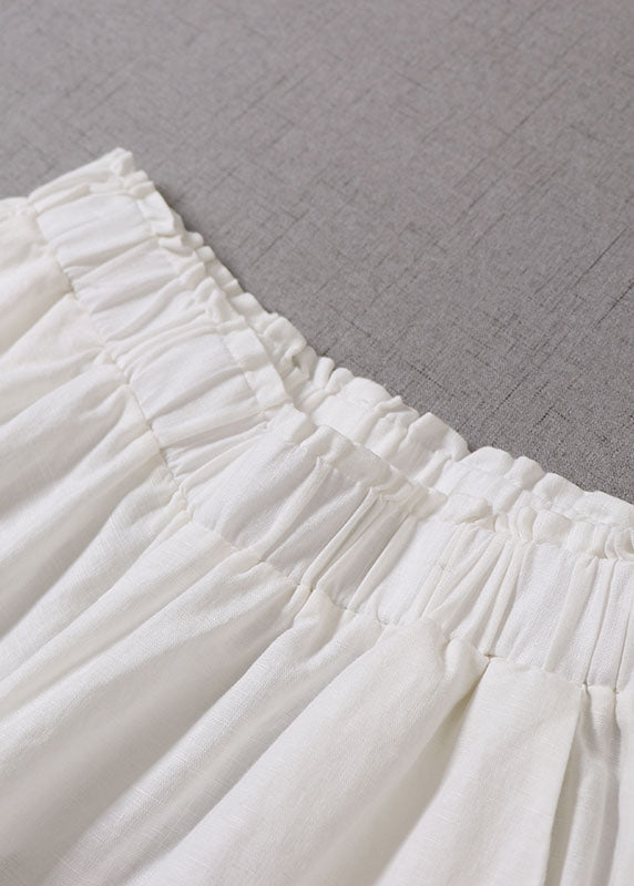 Style White Ruffled Patchwork Pants Spring