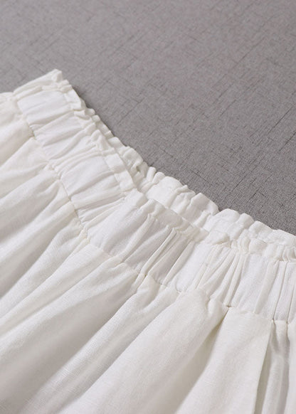 Style White Ruffled Patchwork Pants Spring