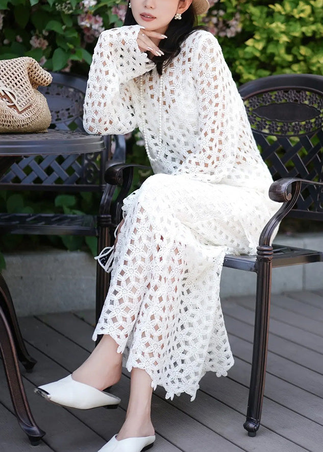 Original White Hollow Out Two Piece Set Fall