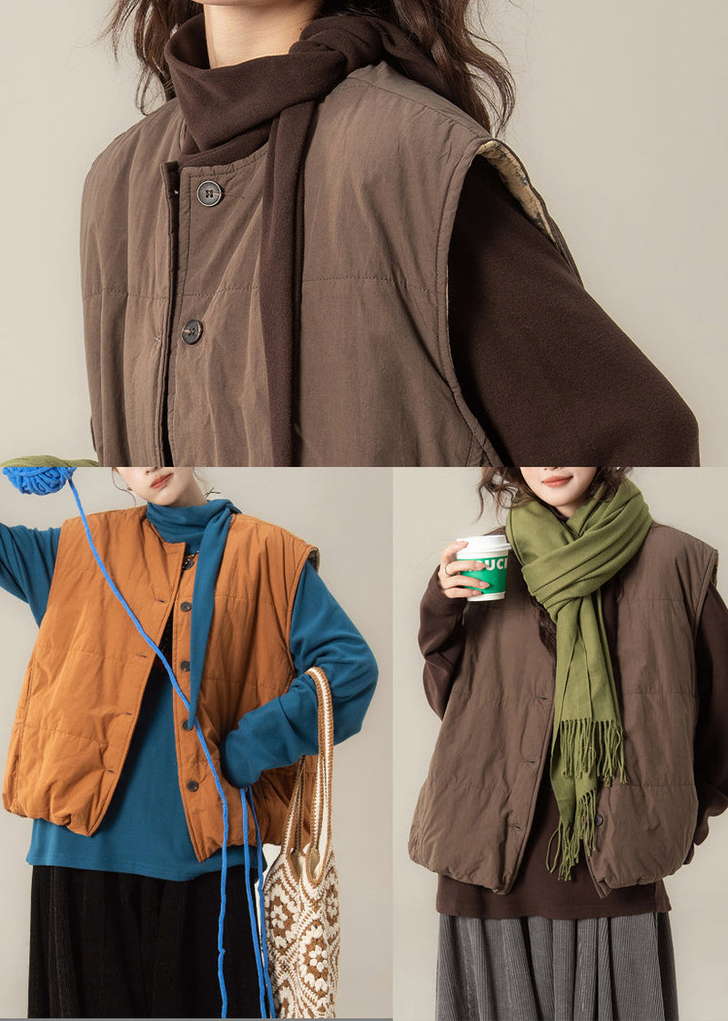 Orange Oversized Thick Fine Cotton Filled Vests Winter