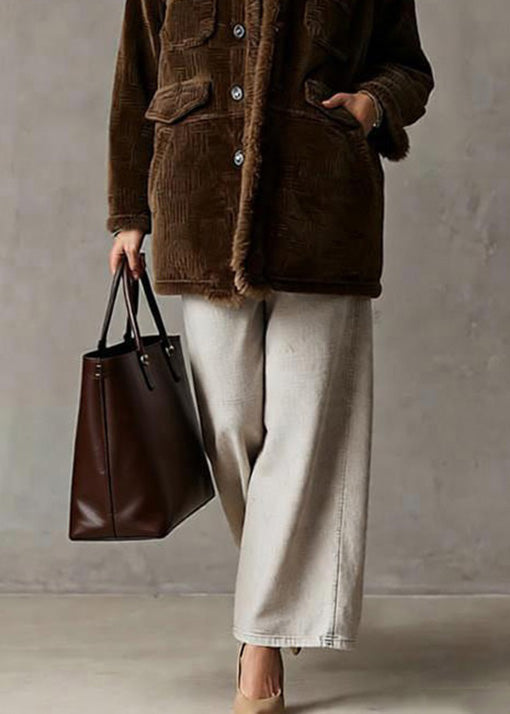 Boutique Coffee Pockets Fur Collar Patchwork Fine Cotton Filled Coat Winter