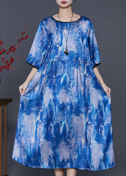 Blue Oversized Tie Dye Holiday Dress Summer