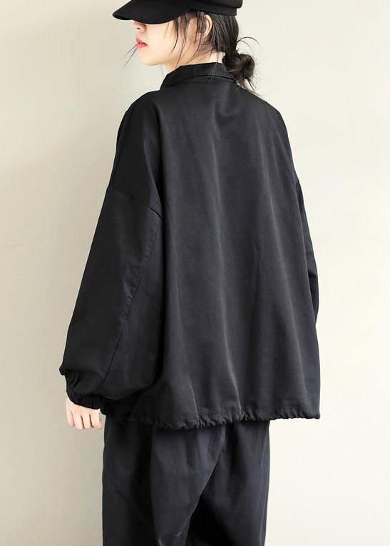Black Clothes Lapel Patchwork Clothing Spring Shirts