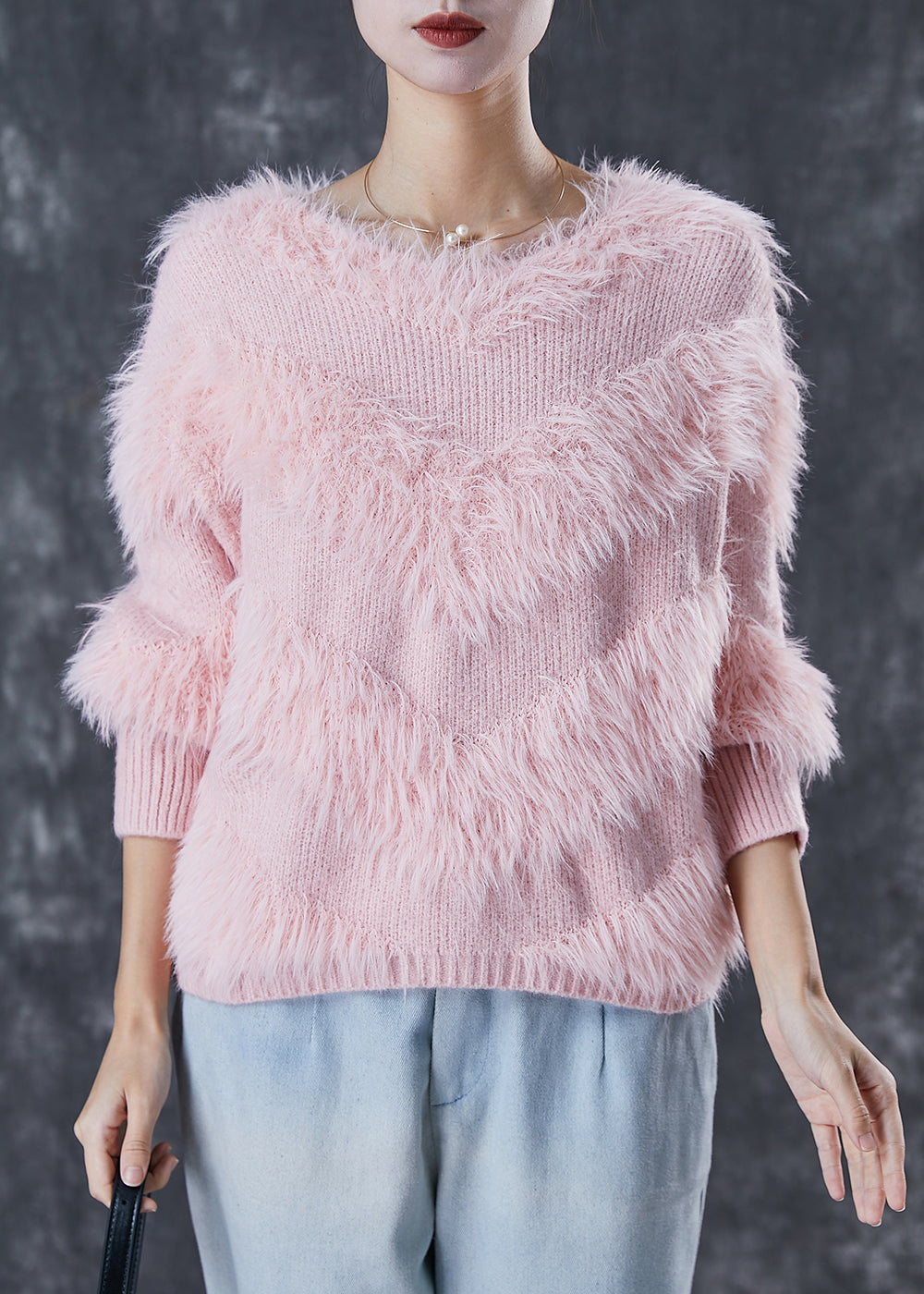 Pink Tasseled Thick Knit Sweaters Winter