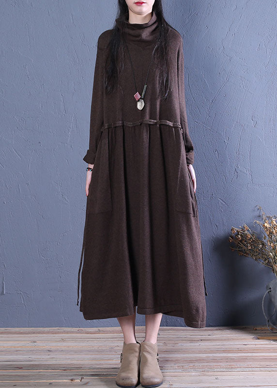 Chocolate Patchwork Knit Robe Dresses Spring