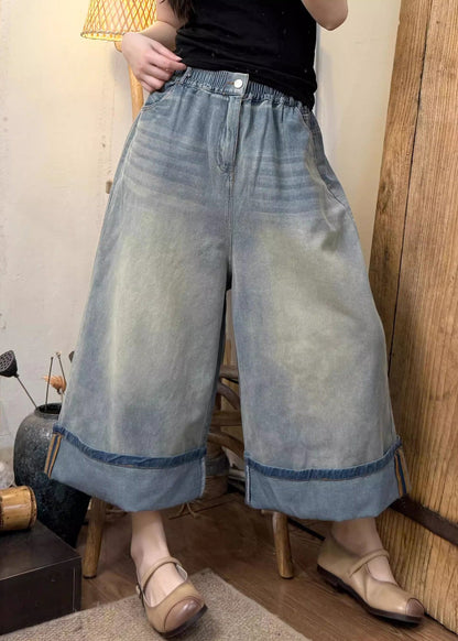 Denim Blue Oversized Wide Leg Pants Summer