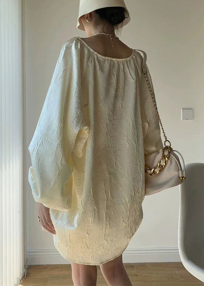 French Apricot Jacquard Off the Shoulder Cotton Two Pieces Set Summer