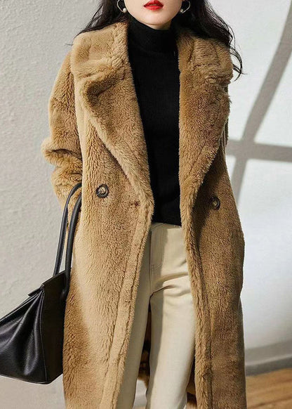 Rose Peter Pan Collar Pockets Patchwork Wool Coat Winter