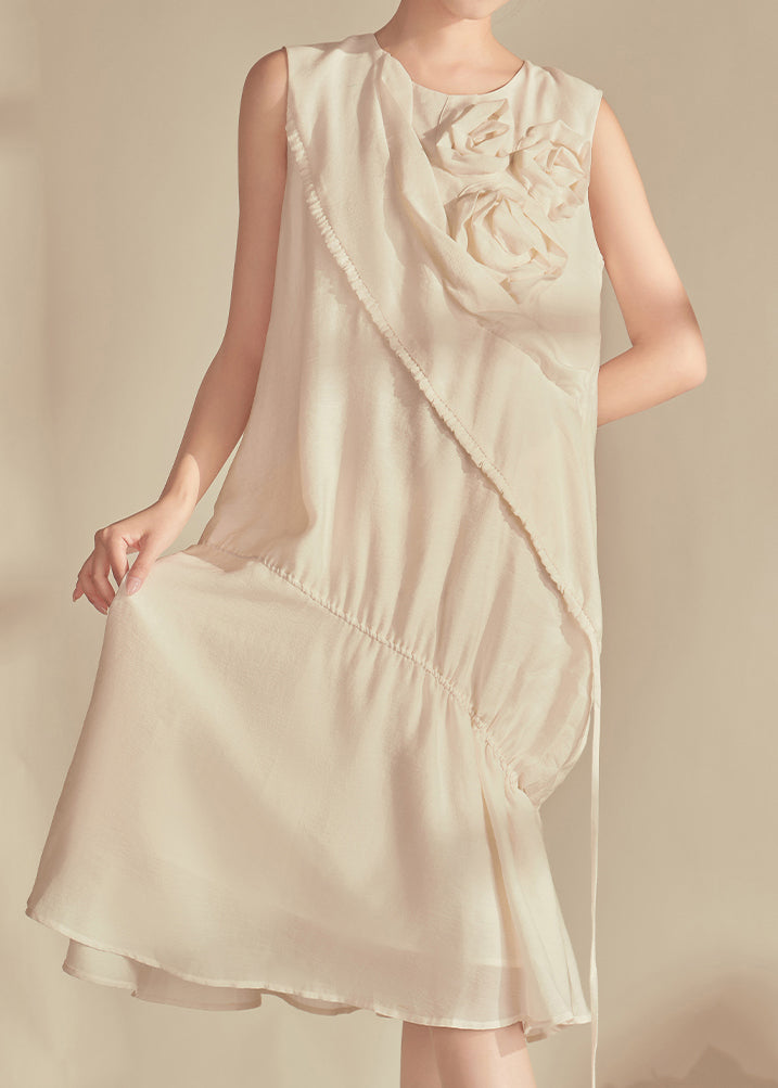 Original Design Champagne O-neck Patchwork Long Dresses Sleeveless