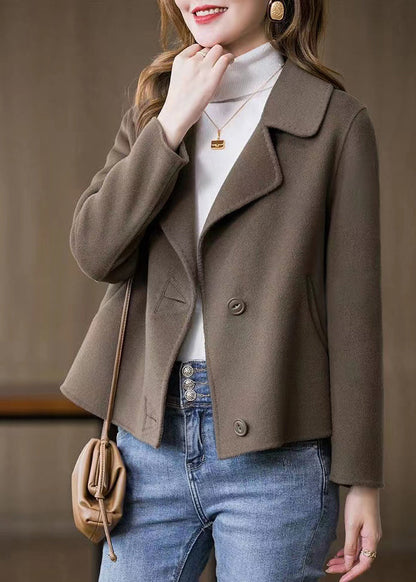 Art Brown Button Woolen Coat Fall