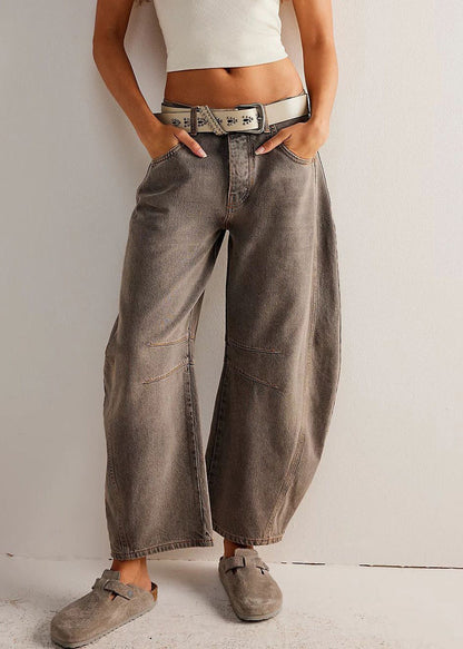 Coffee Original Design Denim Summer Crop Pants High Waist