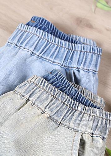 Modern Light Blue Trousers Thin Spring Pockets Sewing Pants
