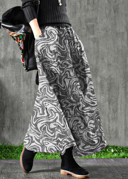 Velour Black Texture Skirt Maxi Length