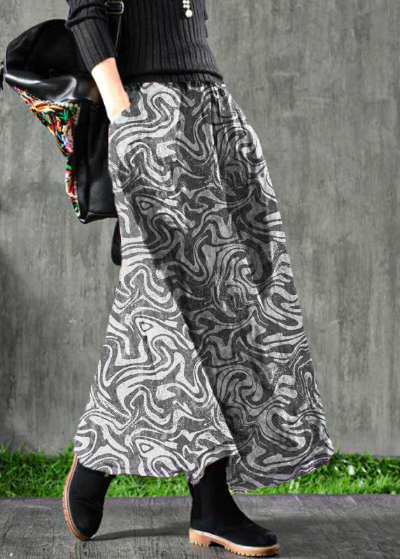 Velour Black Texture Skirt Maxi Length