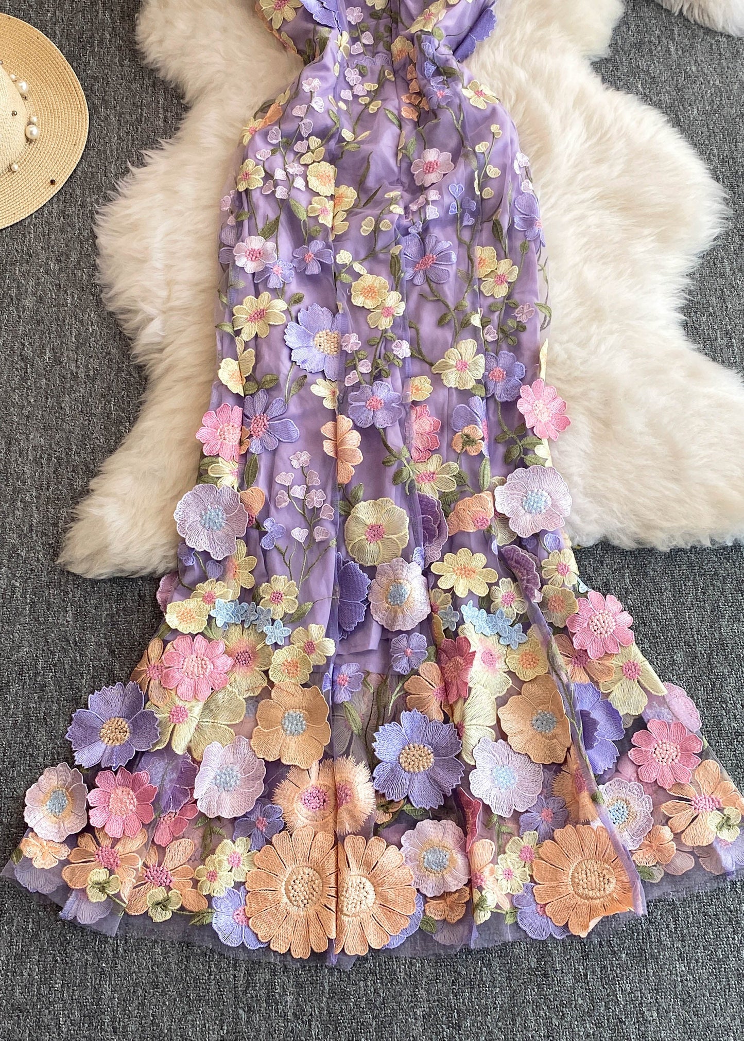 Rose O-neck Flattering Tulle Maxi Dresses Summer