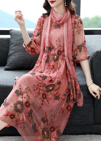 Grey Embroideried Scarf Silk Holiday Dress Bracelet Sleeve