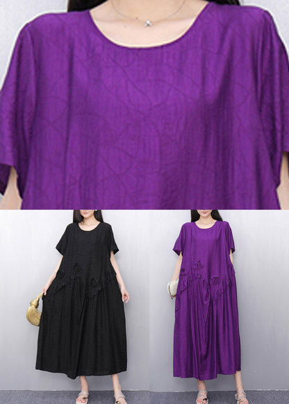 Loose Purple Patchwork Maxi Dress Summer